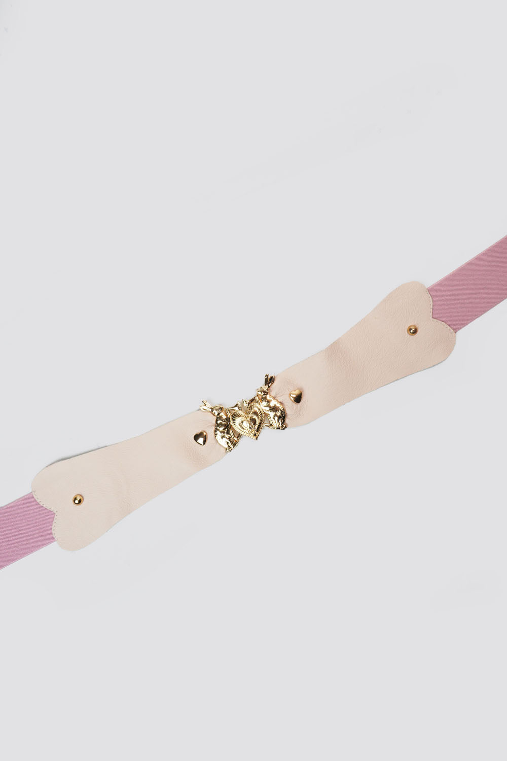 Mystic Rabbit Buckle Leather Belt in Pink Heart - Made to Order