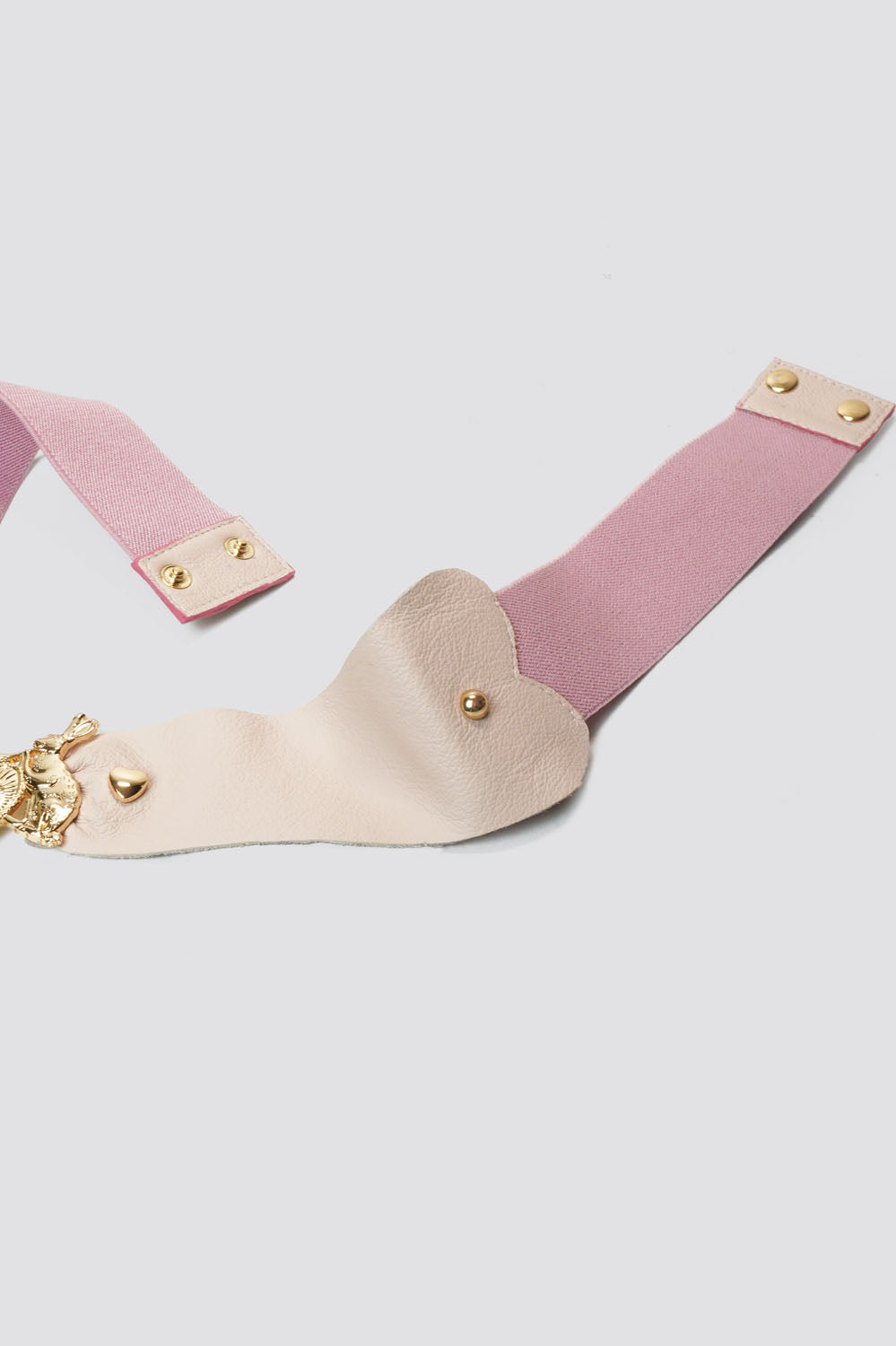 Mystic Rabbit Buckle Leather Belt in Pink Heart - Made to Order