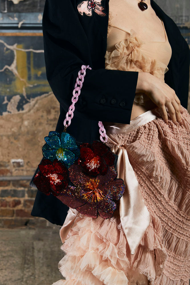 Vivi Velvet Handbag in Sequin Flowers - Made to Order