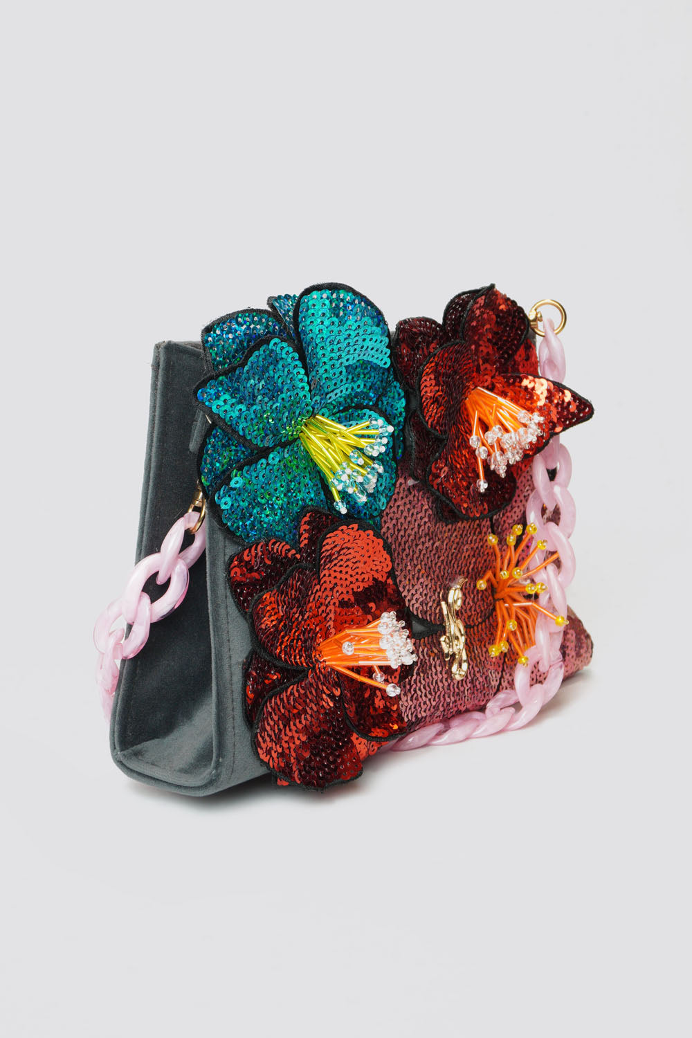 Vivi Velvet Handbag in Sequin Flowers - Made to Order