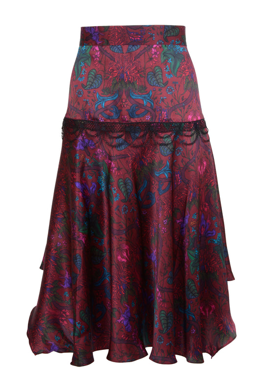 Delilah Skirt in Silk Botanical Print  - Made To Order