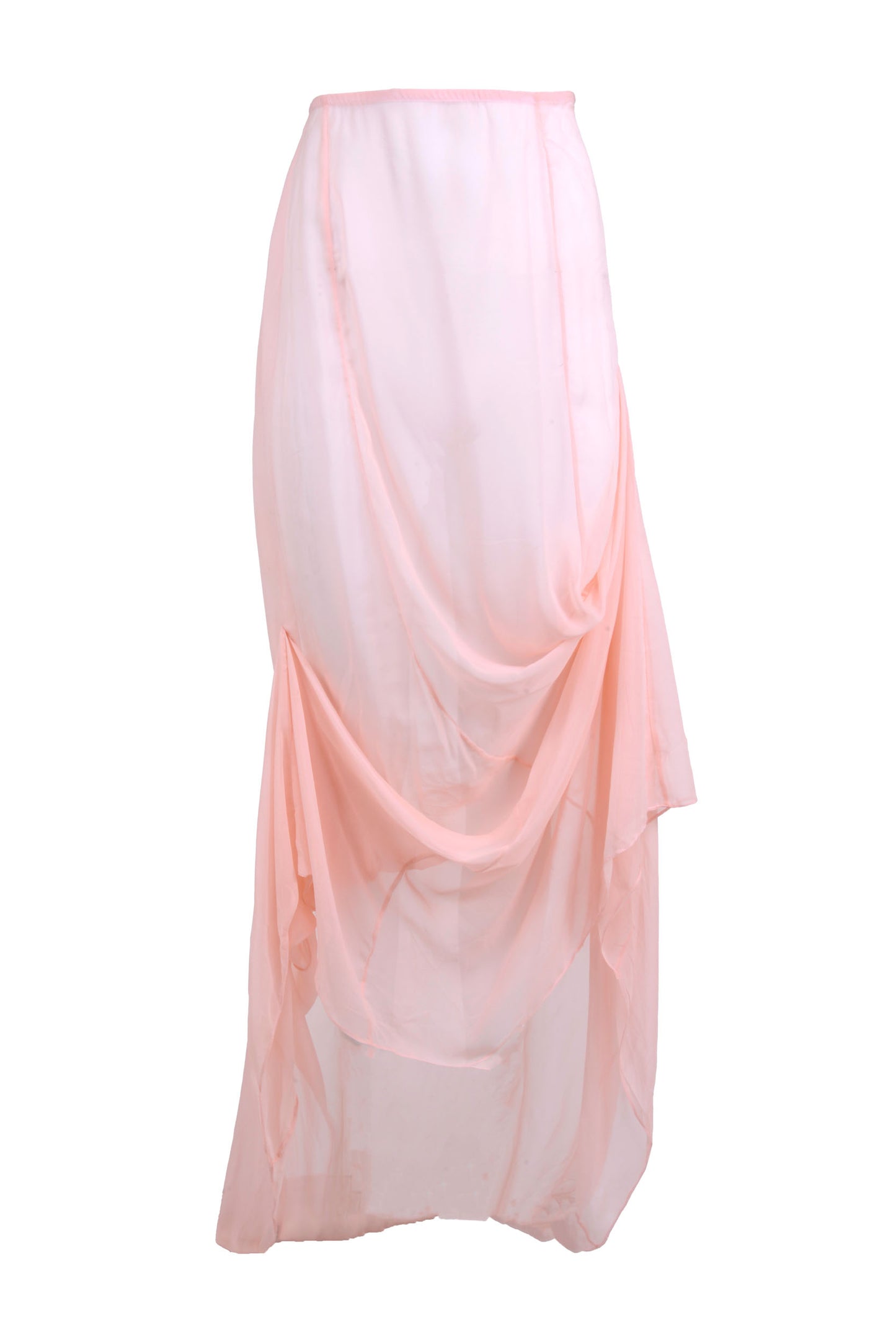 Sonia Silk Chiffon Draped Skirt in Pink - Made To Order