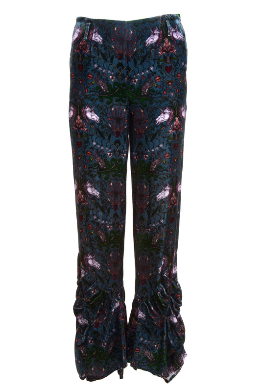 Elodie Silk Velvet Trousers in Mystic Rabbit Print  - Made To Order