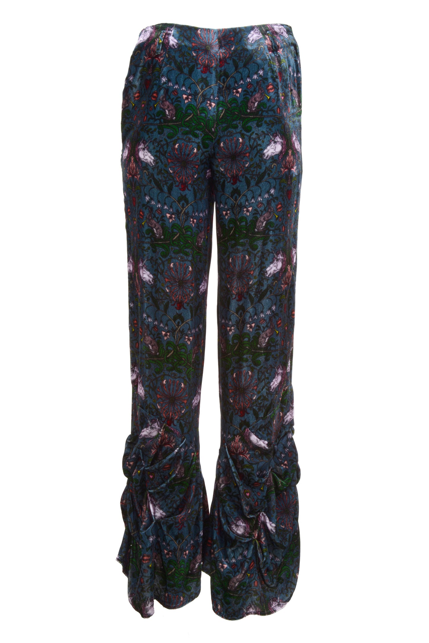 Elodie Silk Velvet Trousers in Mystic Rabbit Print  - Made To Order