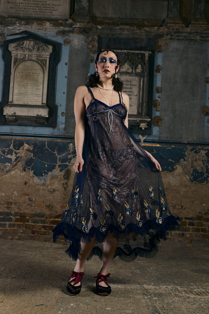 Leonie Tulle Over-Dress in Navy  - Made To Order