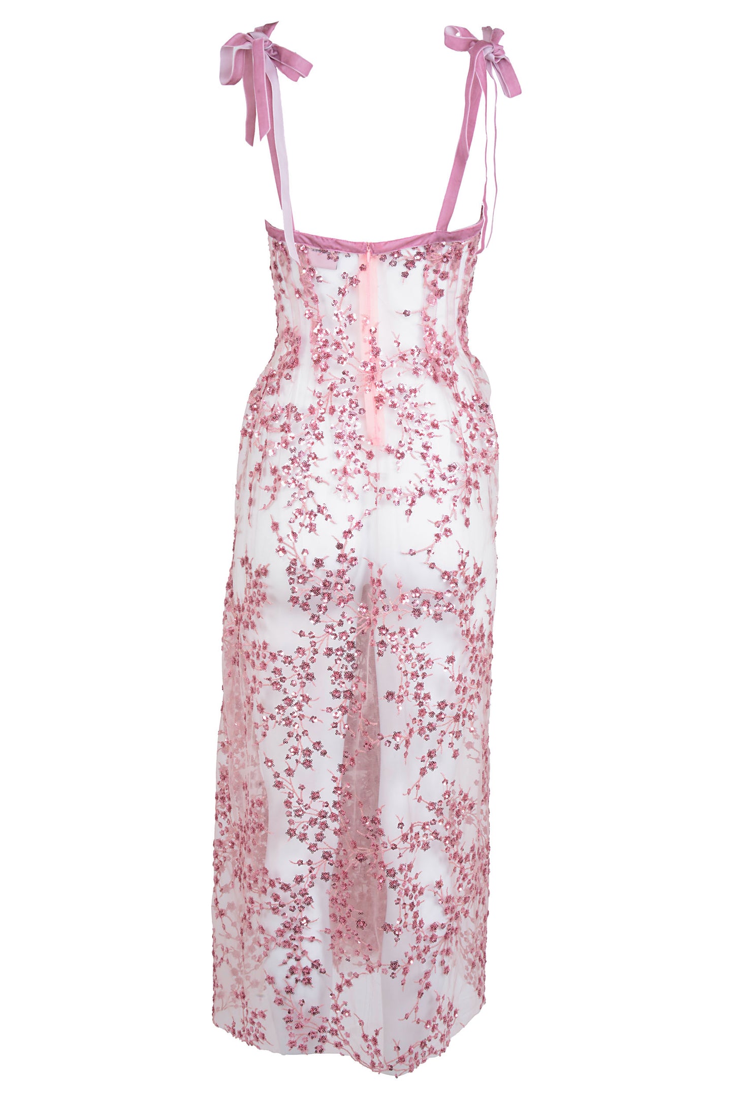 Bianca Dress in Pink Flora Sequins