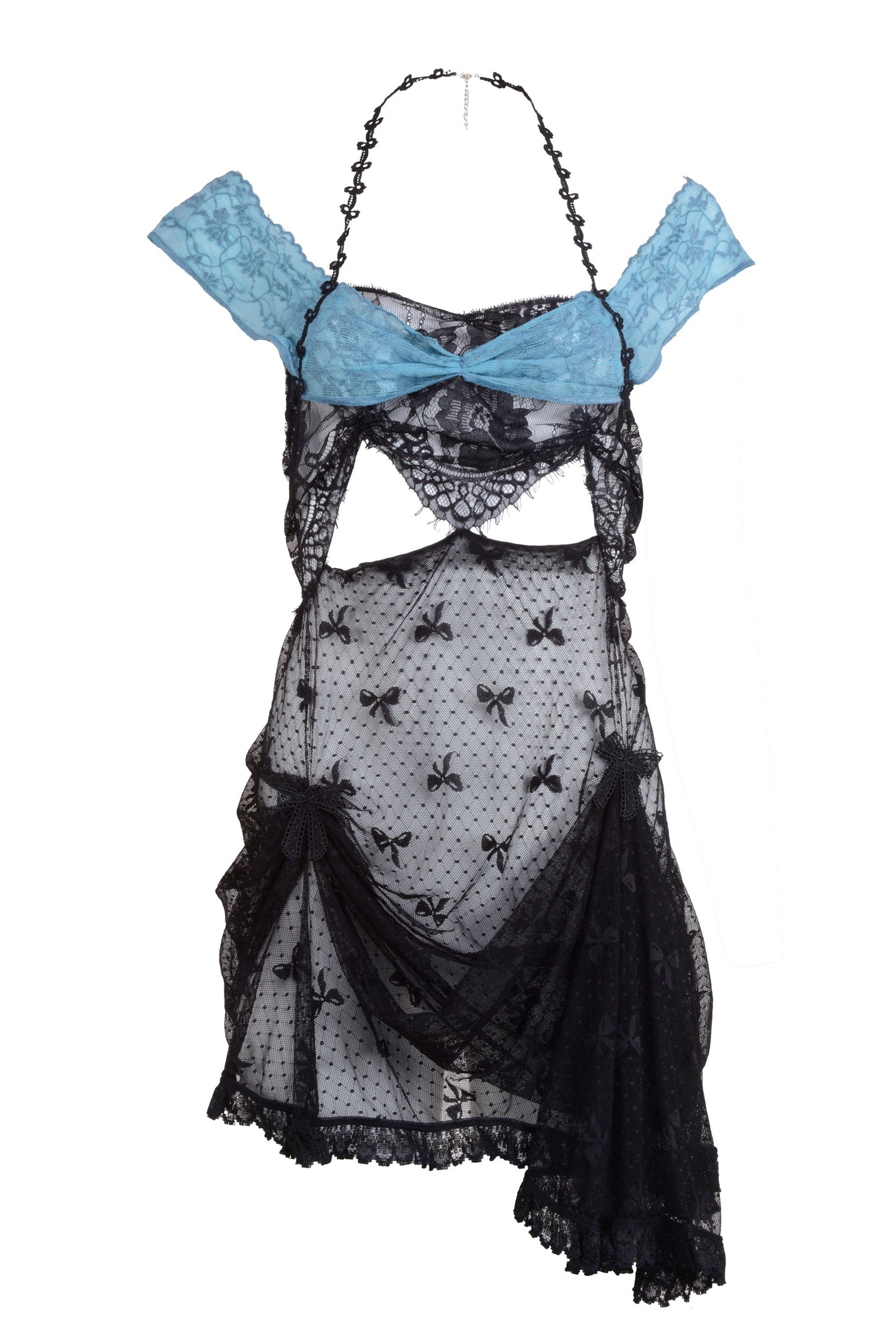 Lidia Lace Dress in Black and Teal  - Made To Order