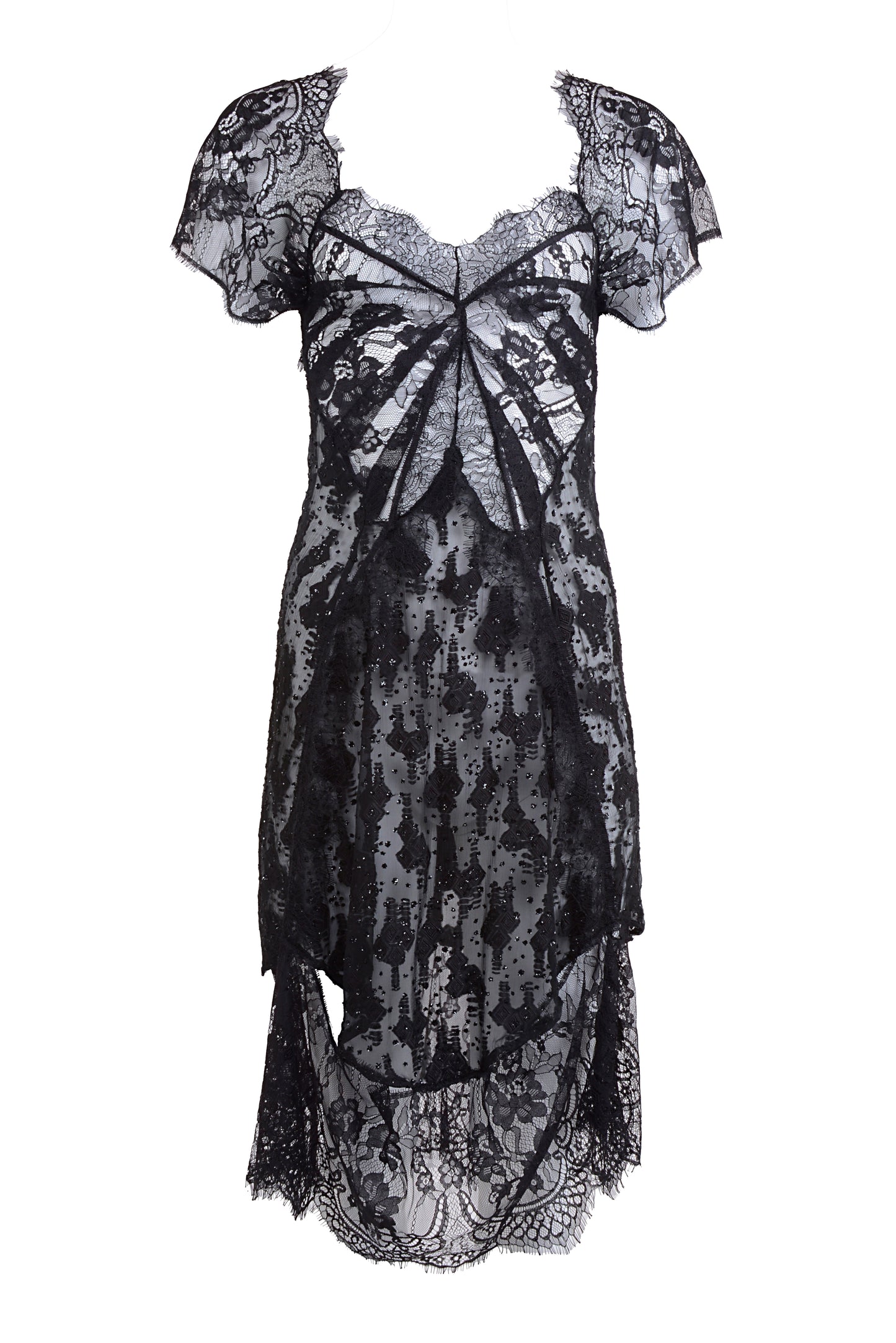 Violette Silk Lace Dress in Black  - Made To Order