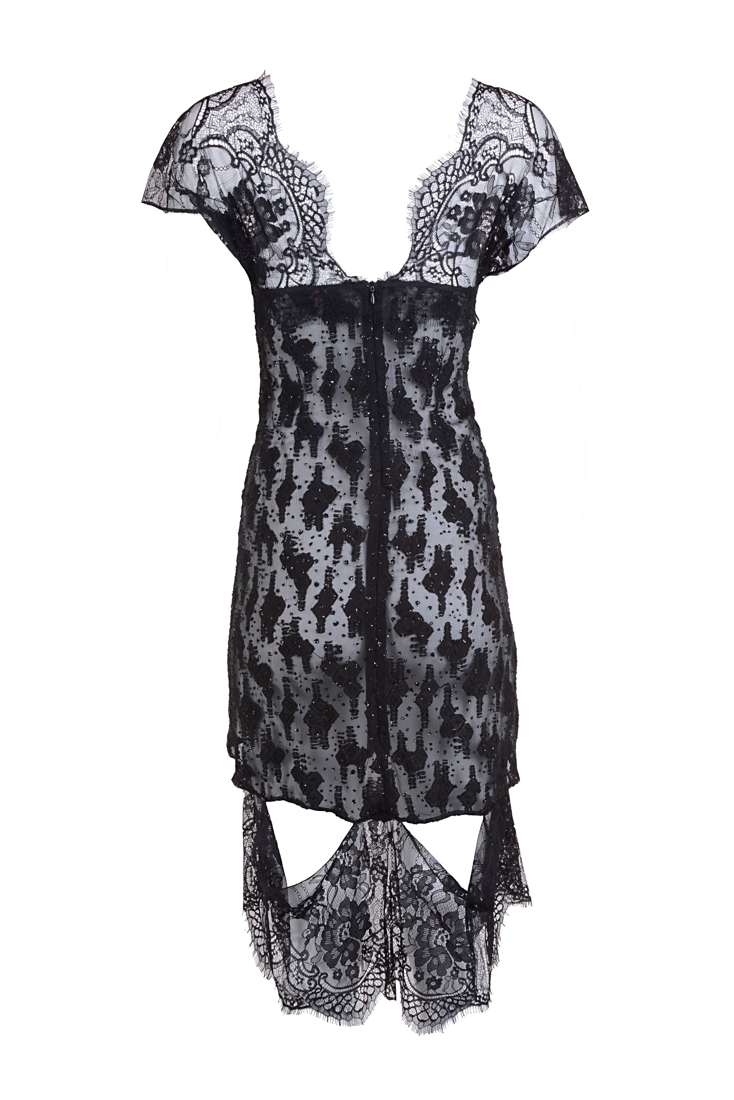 Violette Silk Lace Dress in Black  - Made To Order