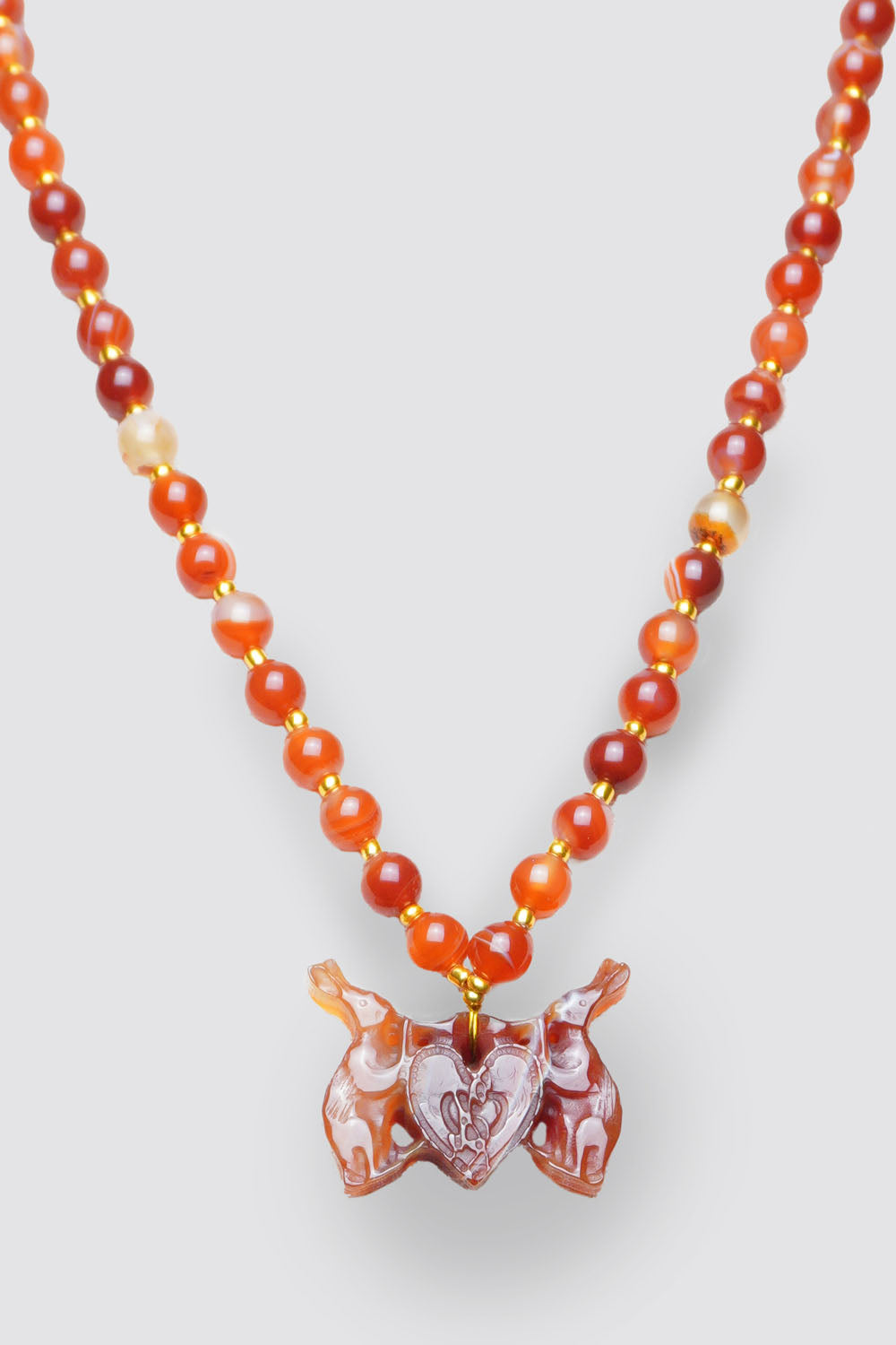 Collier Lapin Mystique en Agate Cornaline