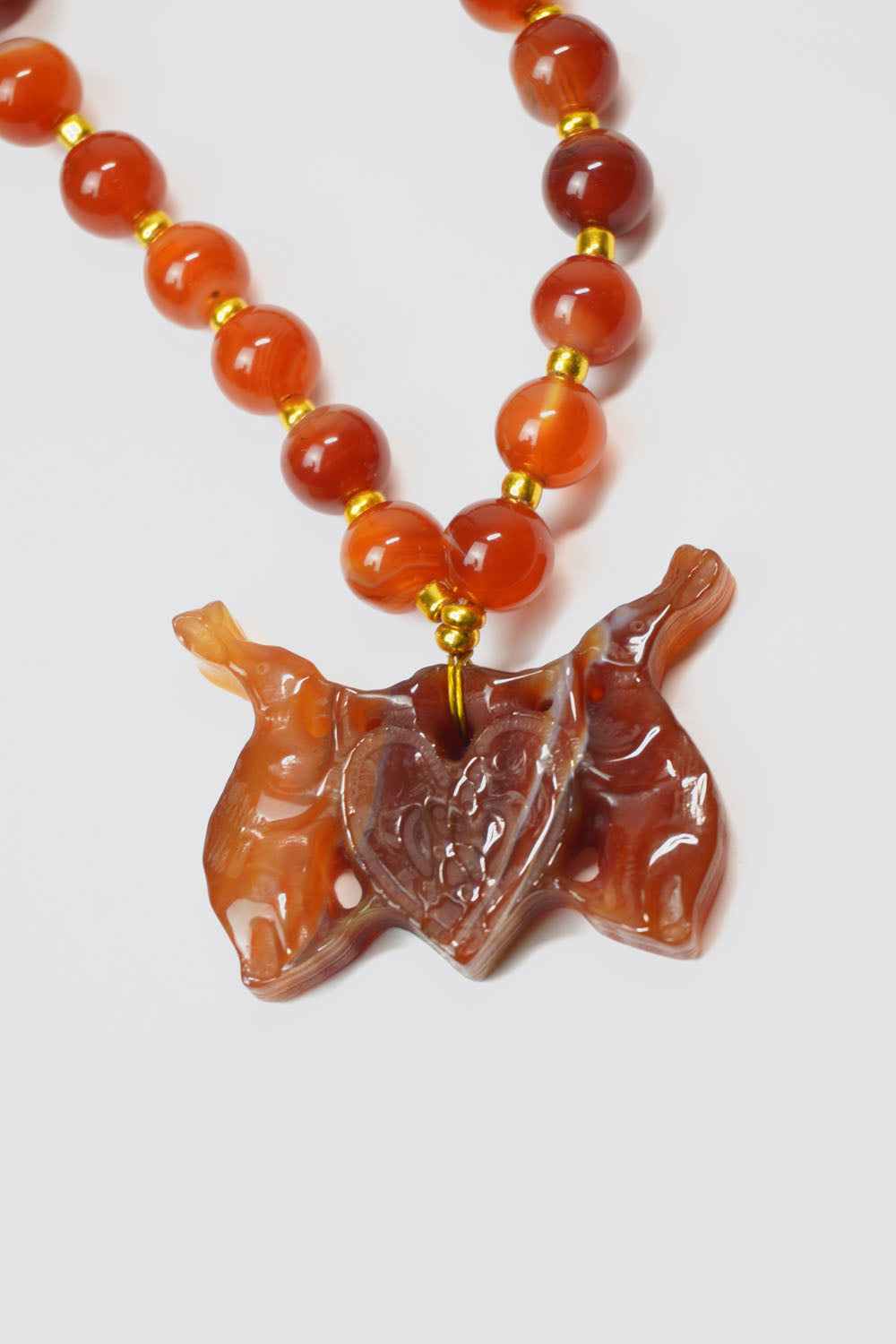 Collier Lapin Mystique en Agate Cornaline