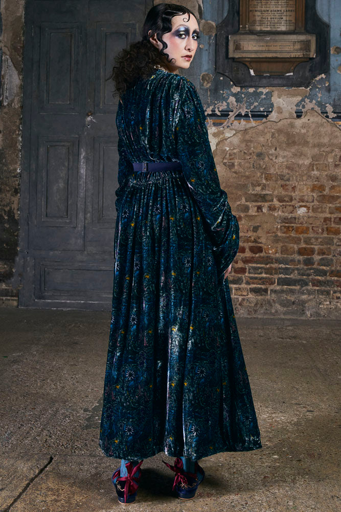 Eleanor Silk Velvet Coat in Dragon Print - Made To Order