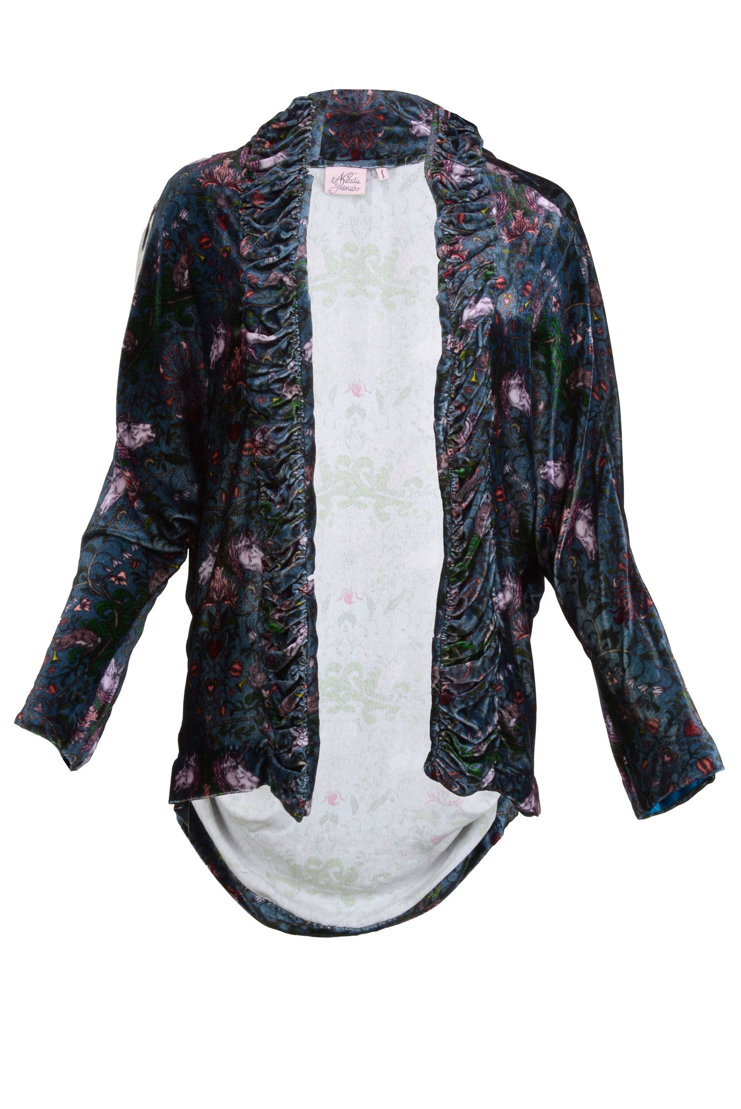 Estrella Silk Velvet Jacket in Mystic Rabbit Print - Made To Order