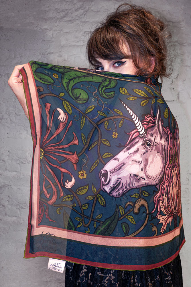 MYSTIC RABBIT Silk Chiffon Scarf