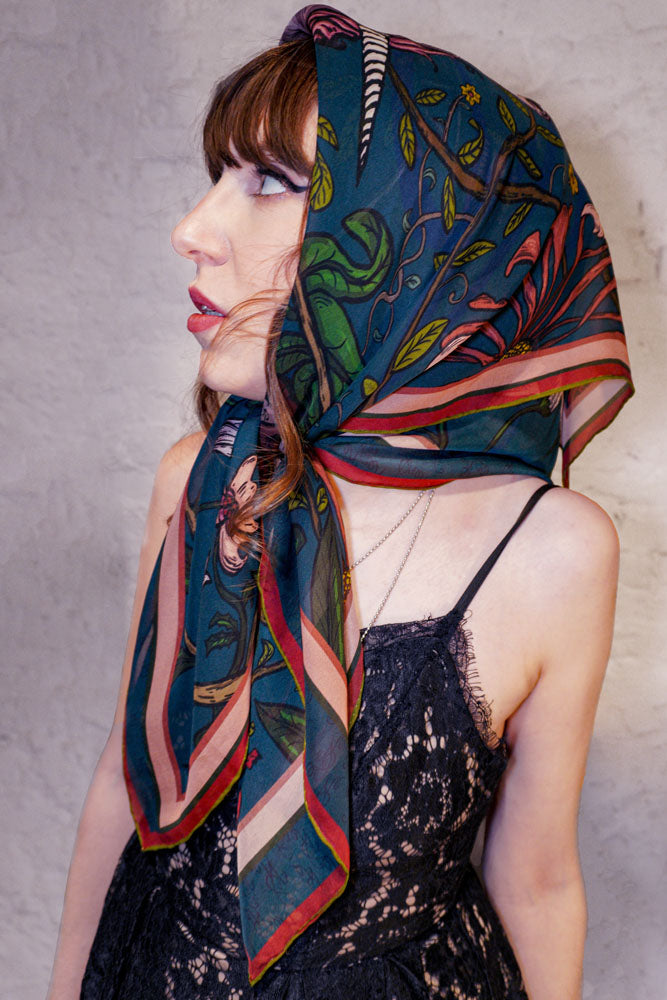 MYSTIC RABBIT Silk Chiffon Scarf