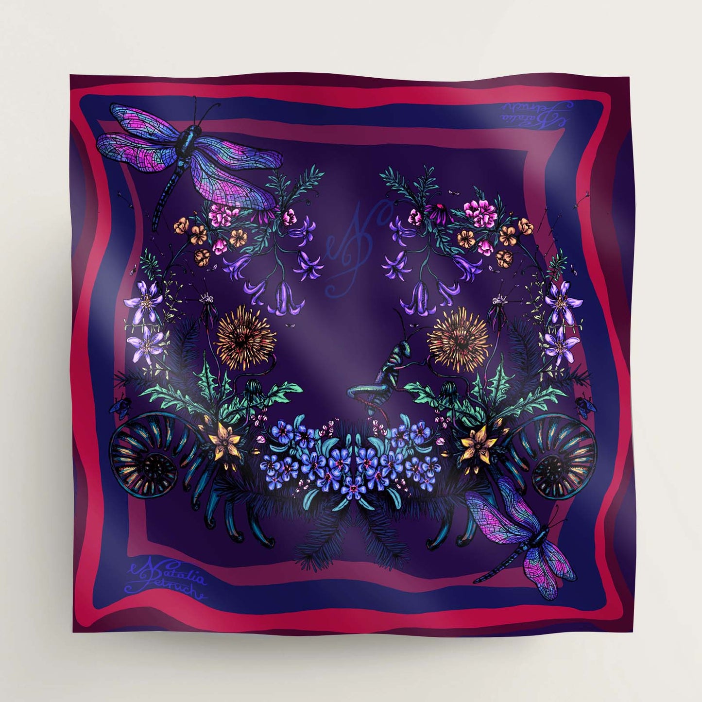 Foulard en soie FLEURS DE MONTAGNE - Violet