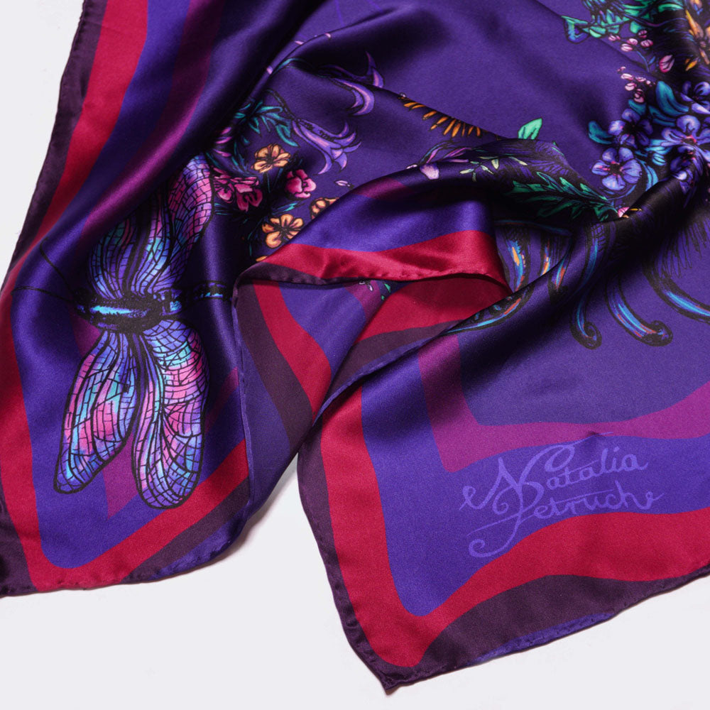 Foulard en soie FLEURS DE MONTAGNE - Violet