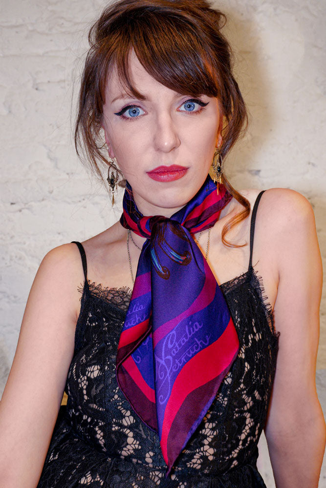 MOUNTAIN FLOWERS Silk Scarf - Purple