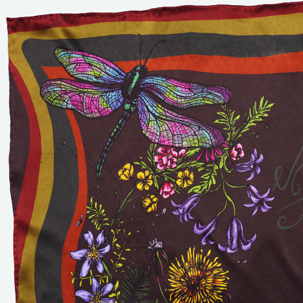 MOUNTAIN FLOWERS Silk Scarf - Brown