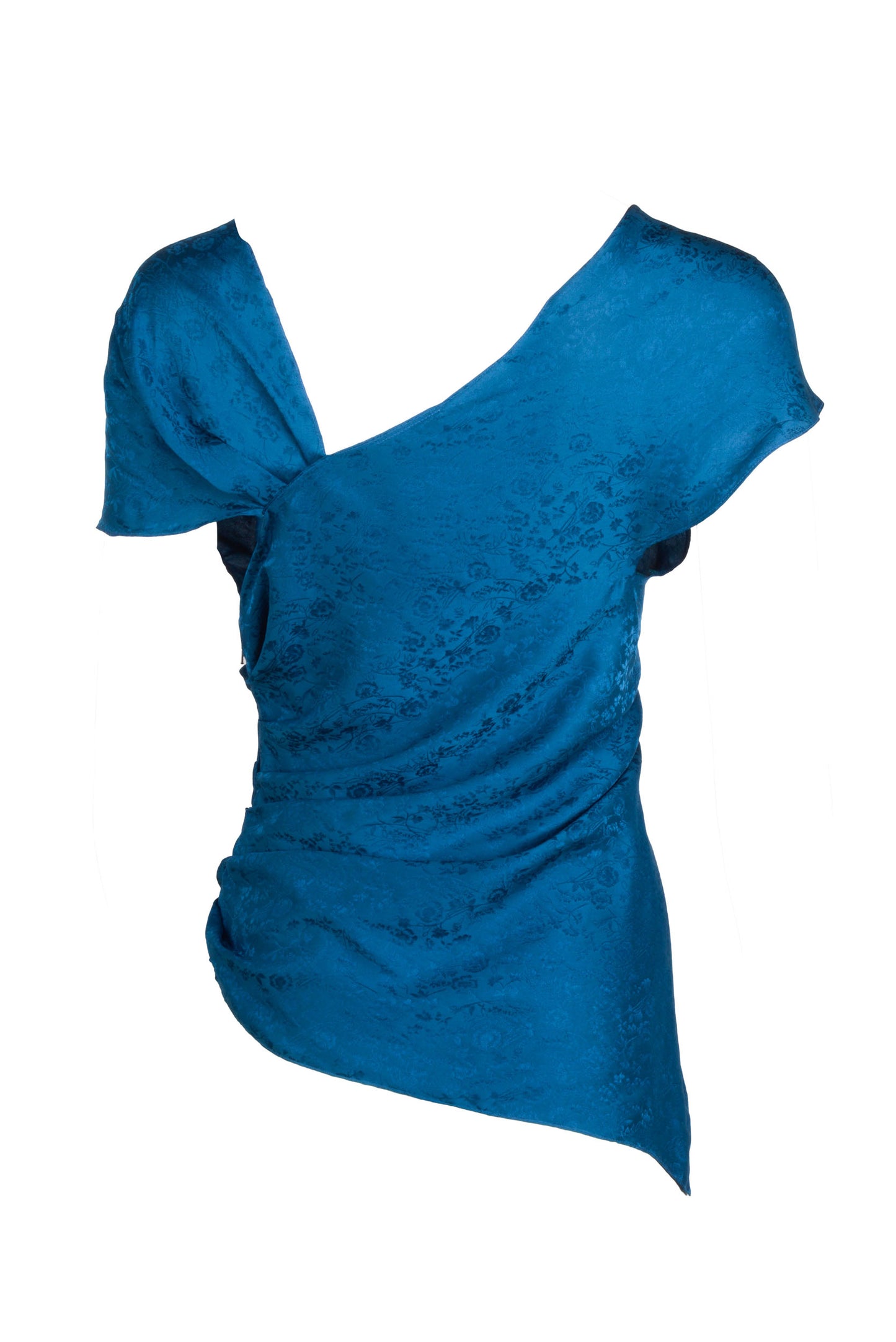 Braylee Top in Teal Jacquard Silk - Made to Order