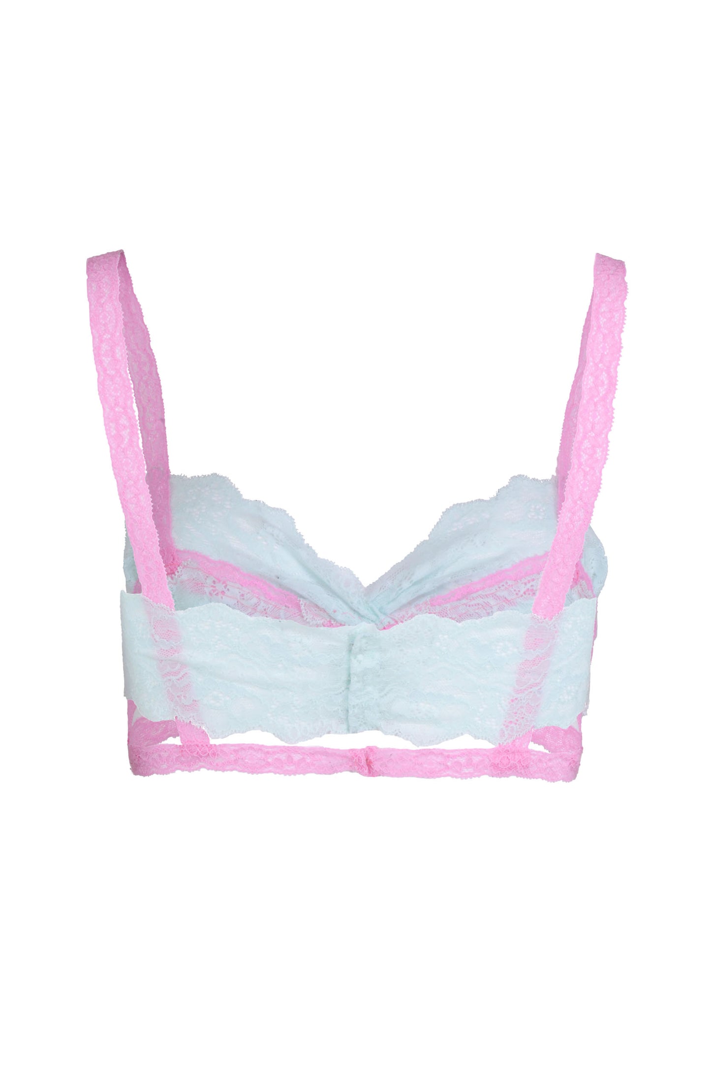 Eugenie Lace Bralette Top en bleu pâle/rose - réalisé sur commande