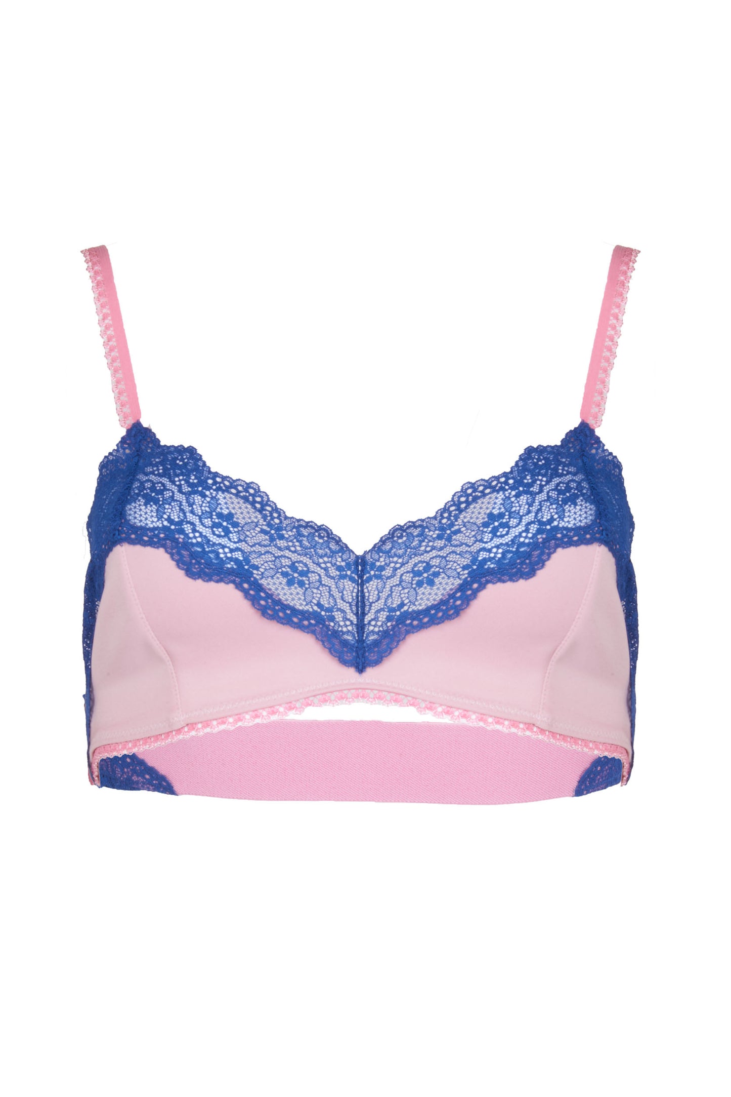 Top bralette Audrey in rosa/blu navy - su ordinazione