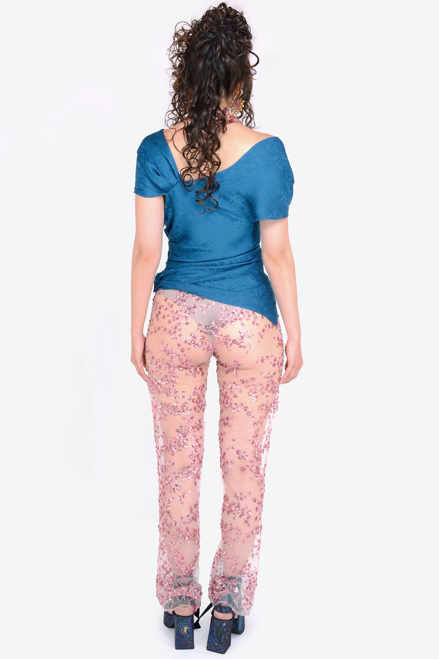 Berta Sequins Trousers in Pink  - Made To Order