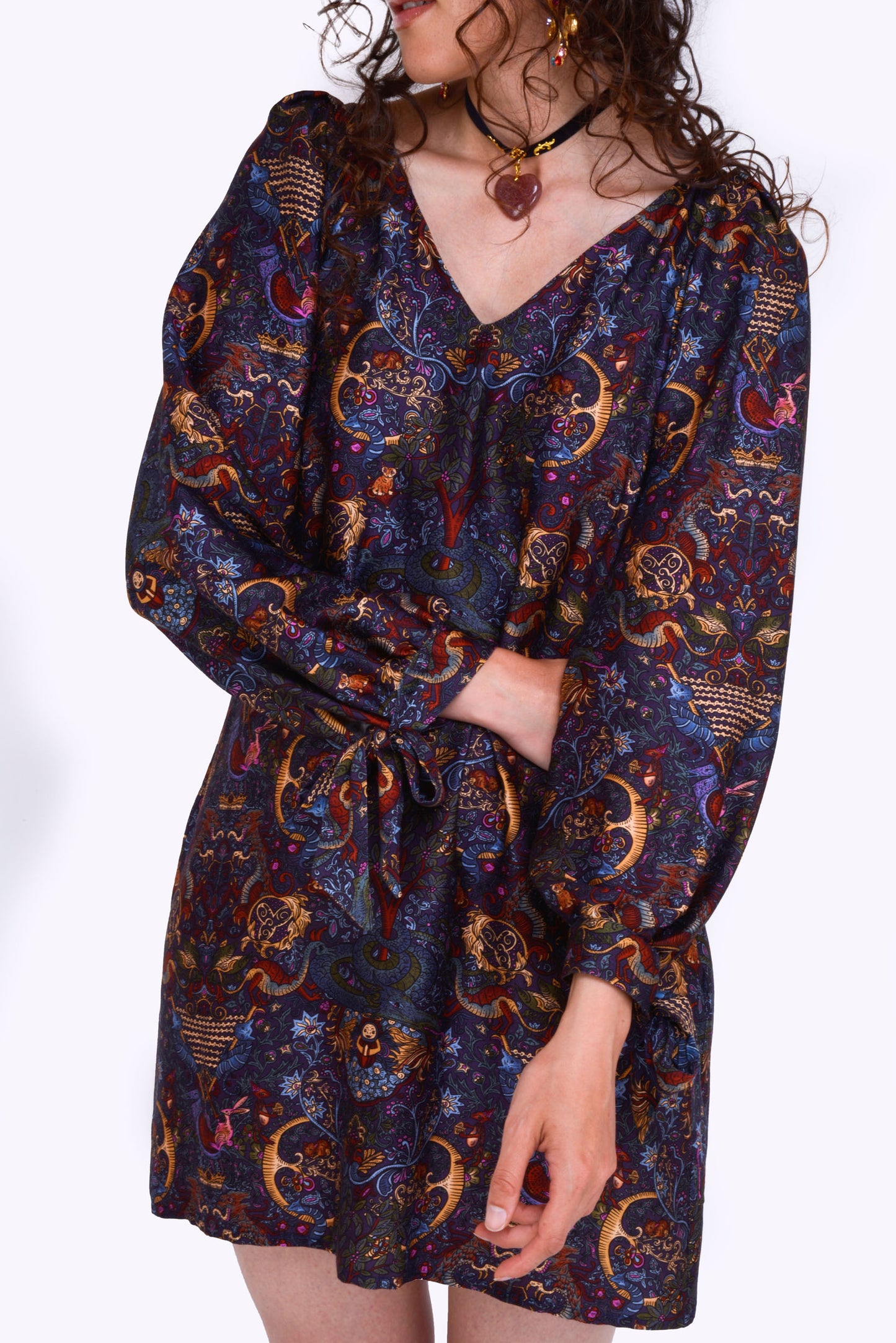 Blakely Dress in Dragon Hunter Print - Made to Order